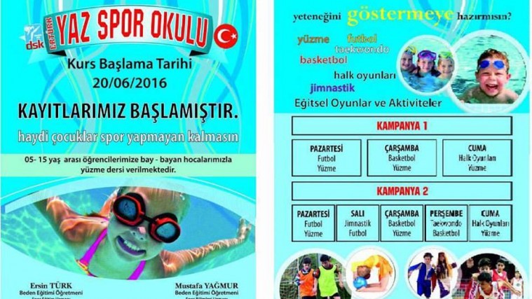 Doğuş Spor Yaz Okulu Yüzme Futbol Basketbol Halkoyunları Paket Proğramını açıkladı...